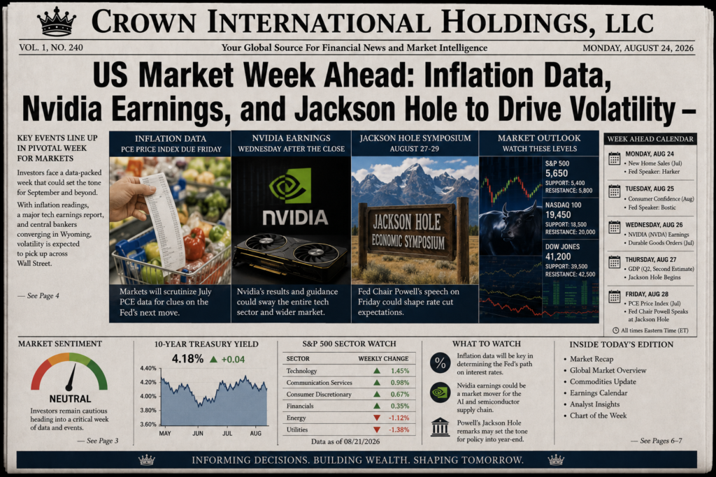 US Market Week Ahead: Inflation Data, Nvidia Earnings, and Jackson Hole to Drive Volatility