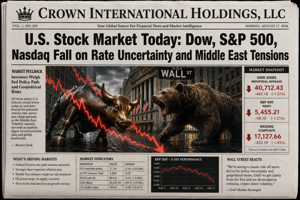 U.S. Stock Market Today: Dow, S&P 500, Nasdaq Fall on Rate Uncertainty and Middle East Tensions