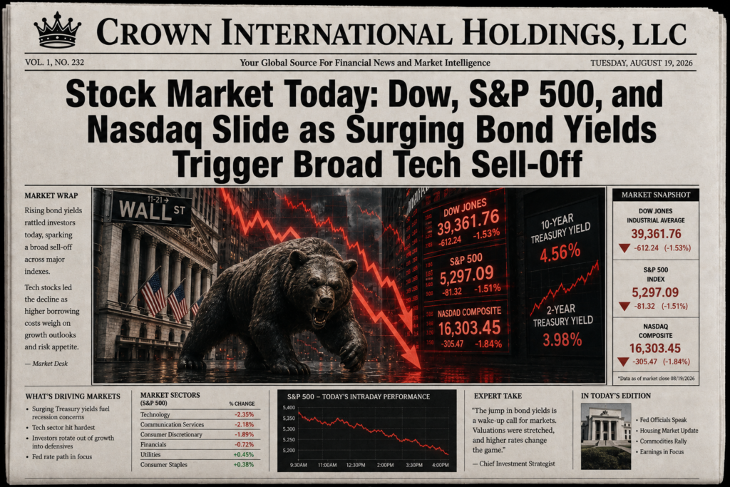 Stock Market Today: Dow, S&P 500, and Nasdaq Slide as Surging Bond Yields Trigger Broad Tech Sell-Off