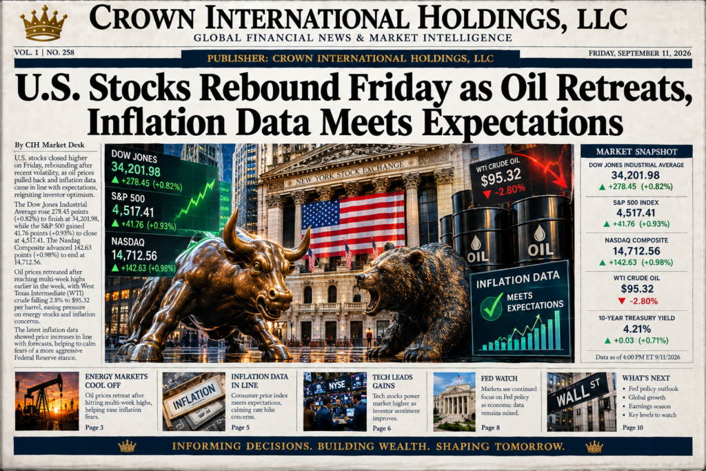 U.S. Stocks Rebound Friday as Oil Retreats, Inflation Data Meets Expectations
