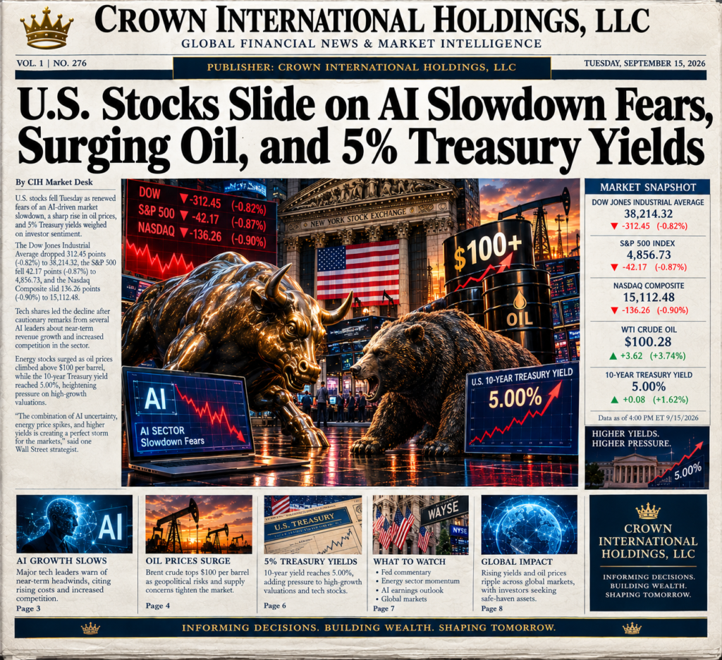 U.S. Stocks Slide on AI Slowdown Fears, Surging Oil, and 5% Treasury Yields