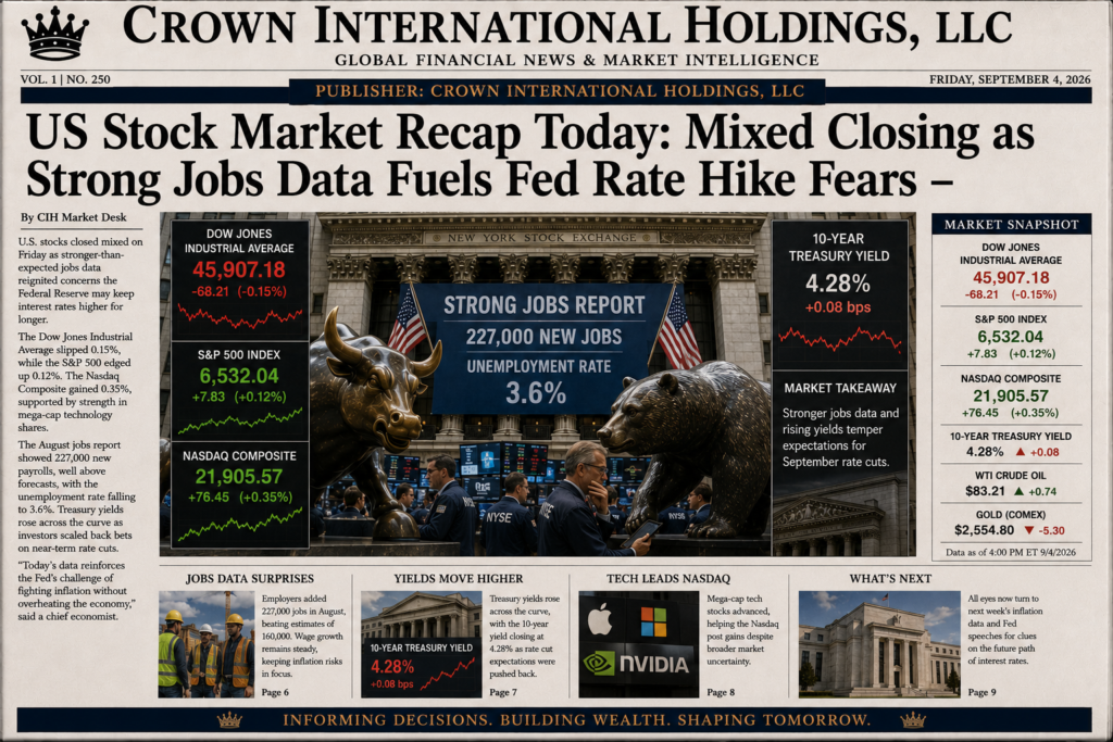 US Stock Market Recap Today: Mixed Closing as Strong Jobs Data Fuels Fed Rate Hike Fears