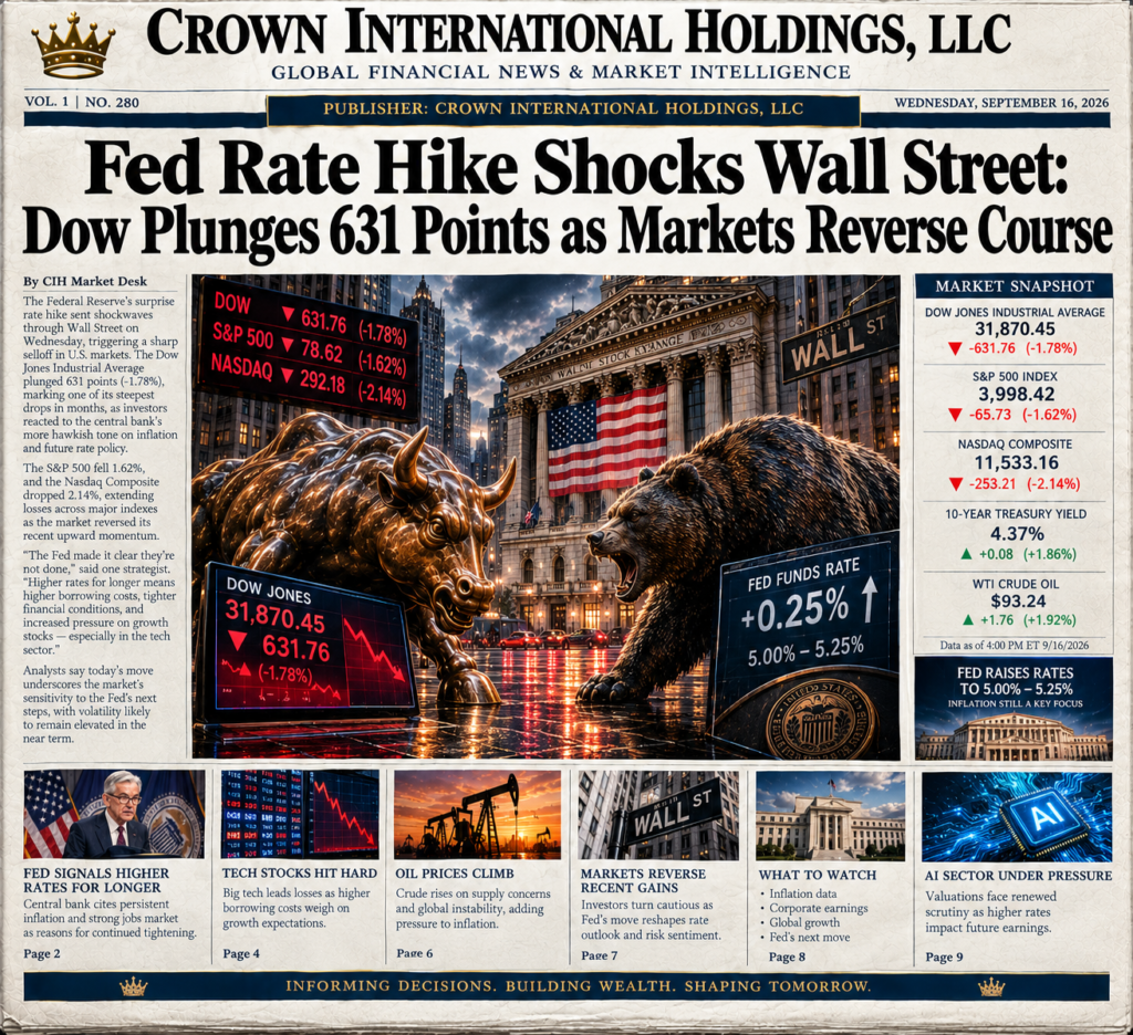 Fed Rate Hike Shocks Wall Street: Dow Plunges 631 Points as Markets Reverse Course