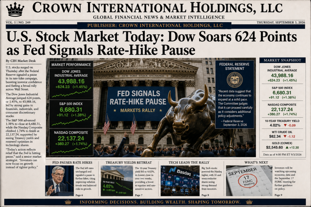U.S. Stock Market Today: Dow Soars 624 Points as Fed Signals Rate-Hike Pause